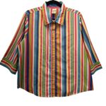 Blair Rainbow Womens Button Up Shirt Size L Striped Business Office‎ Professional Photo 0