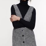 ZARA  Tweed Button Front Pinafore Mini Dress Sleeveless Blue Black White Sz Small Photo 1
