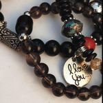 3 Bead I Love You Stretch Bracelet Set Black Photo 1