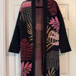 Saachi Tropical Leaves Cardigan Sweater Black Pink One Size Size undefined Photo 0