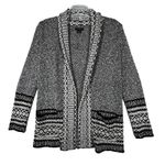 Lucky Brand Sweater Womens XS Cream Black Fair Isle Cardigan Neutral Bohemian Photo 1