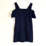 J.Crew Cold Shoulder Basketweave Textured Dress Navy Blue Mini Cotton Shift XS Photo 10