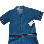 Vtg 2 pc denim maxi dress & jacket AGAPO floral embroidery bohemian cottagecore Blue Size undefined Photo 0