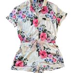 Victoria's Secret VICTORIA’S SECRET Satin Floral Striped Pajama Sleep Romper Jumpsuit Size M Photo 0