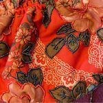 Vintage Beaded Floral Ruffle Brass Handle Clutch Chain Bag Red Gold Photo 8