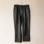 Abercrombie & Fitch  The 90's Straight Ultra High Rise Pants in Black Vegan Leath Photo 1