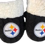 Women’s Steelers Faux Sherpa Fleece Slippers S 5/6 Black Sweater Knit Cozy Size undefined Photo 2