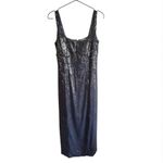 Pilcro  Sequin‎ Slim Midi Dress Blue Gray Large Anthropologie Photo 3