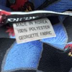 Gildas Club Scarf Square Blue Red Floral Abstract Print Head Wrap Neck 35"x35" Photo 3