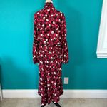 CAbi  Red Black Pink Long Sleeve Blouse & Midi A-Line Skirt Office Size 6 & M Photo 3