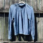 Sundry  for Evereve Blue Pima Cotton Smocked Top | M Photo 1