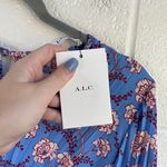 A.L.C. NWT  Behati Dress Pleated Long Sleeve Cocktail Asymmetric Blue/Red Multi 6 Photo 11