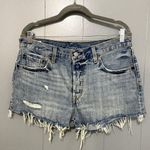 Levi's  501 Blue Medium Wash Denim Cut-off Button Fly Summer Beach Shorts 31 Photo 0