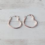 Tilted Heart Earrings Rose Gold Tone 1" Photo 1