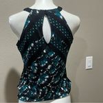 White House | Black Market  blue and black sleeveless blouse Photo 3