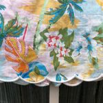 C&C California  100% Linen Back Button Sleeveless Shirt Tropical Palm Print XS Photo 1