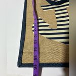 Burlap and Canvas Nautical Navy and white striped Anchor tote bag Tan Photo 5