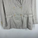 Vince Theory Blazer Double Breasted Tailor Jacket Striped Linen Size 8 Photo 5