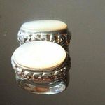Sterling Silver Silver Size 9 Ring With Wide Mother of Pearl Photo 6