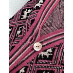 Vintage Antony Glasgow Cardigan Sweater Pink Black Knit Geometric Dog Pattern Red Photo 7