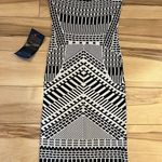 Bebe Bodycon Strapless Black white Geometric XS zip top dress New W/tags Photo 0