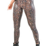 Spanx Faux Leather Snake Shine Leggings In Mocha Snake Small Photo 0
