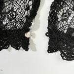 Forever 21 Black Sheer Lace Top Medium Gothic Romantic Scalloped Hem Night-Out Layering Photo 2