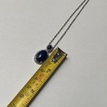 NWOT Stainless Steel Silver Tone / Blue Lapis Color Stone Necklace Photo 5