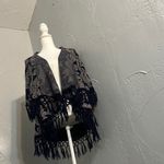 Coco + Carmen  Elegant blue and Cream Patterned Cape Photo 6