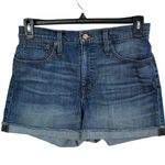 J.Crew Denim SZ 29 Jean Shorts Cuffed Frayed Hems High-Rise Whiskered Blue New Photo 0