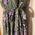 Blue Rain  Green Floral Romper Tie Belt Vneck XL Photo 5