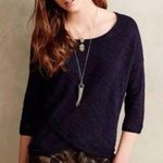 Anthropologie  Moth Crossed Pointelle Pullover Sweater Navy Round Neck Photo 0