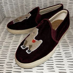 Soludos Anthropologie  Velvet‎ Burgundy Maroon Llama Sneaker Women’s 8 Photo 0
