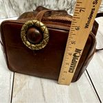 Susan Gail Brown Leather Drawstring Bucket Bag Shimmer Bronze Snakeskin Vintage Photo 11