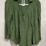 Free People  Moss Green Collared Peasant Blouse Photo 0