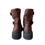 Vince Camuto  Womens VCMESSTIA Leather Lug Sole Ankle Boots In Brown Photo 5