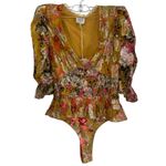 Hemant and Nandita Nova Bodysuit in Mustard Multi X-Small New Womens Blouse Top Photo 5