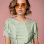 DKNY  Women's XS Mint Green Geometric Short Sleeve‎ Pullover Sweater Photo 0