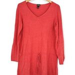 Eileen Fisher | Medium | Coral Silk/Cashmere V-Neck Cinch Waist Pullover Tunic Photo 0