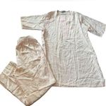 Lauren Alexandra Vintage 90s Pink Silk Rose Luxury Two Pieces Loungewear Set Size M Photo 0