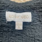 Torn By Ronny Kobo Ronny Kobo Zano Crop Top Small Puff Sleeve Wrap Around Tie Waist Black Revolve Photo 3