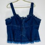 Madewell  Womens Karen Walker Raw-Edged Dark Wash Denim Trianon Top Sz 22/3X NWT Photo 4