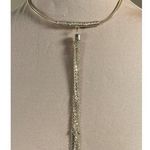 New York & Co Statement Necklace Gold Tone Snake Chain Tassel Choker Photo 0