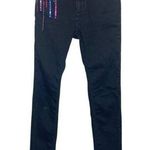 Christopher Kane Black Crystal Beaded Embellished Skinny Jeans Size 25 Photo 0