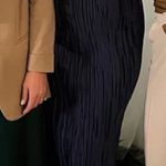 ASOS Navy Pleated Satin Dress Photo 2