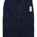 NWT New Cotton blend dark blue snap front skirt Medium M womens Photo 0