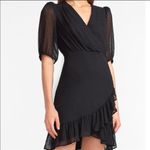 EXPRESS ✨ Satin Ruched Wrap Front Ruffle Dress✨ Photo 1