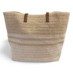 Banana Boat Woven Tote With Brown Straps & Logo Beach Travel Boho Cottage Core White Photo 1