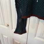 Earthbound Trading Co Teal Sun Crochet Crop Sweater Size Small Blue Photo 4