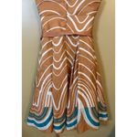 Max and Cleo Gold Abstract Print Sleeveless Fit and Flare Silk Cocktail Dress Size 4 Photo 6